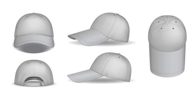 Caps mockup. Realistic baseball caps