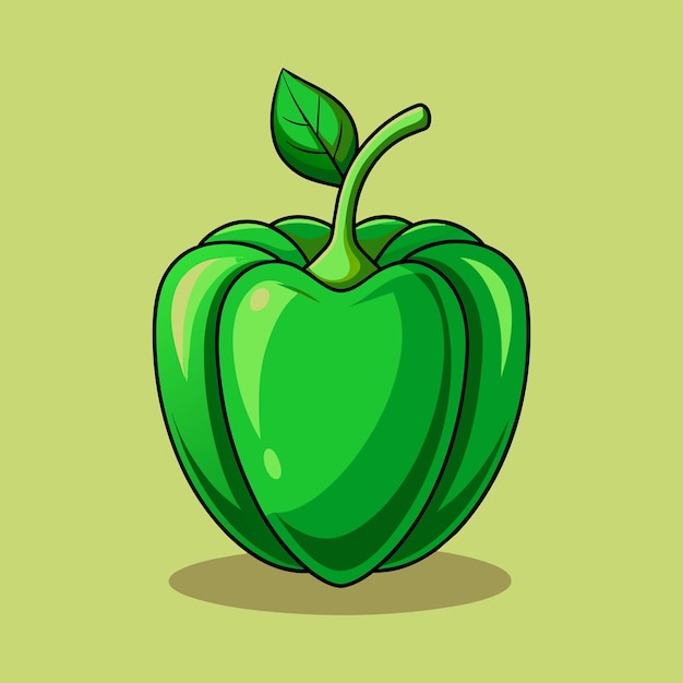 Capsicum groen met rijpe bladeren 3d vector illustratie