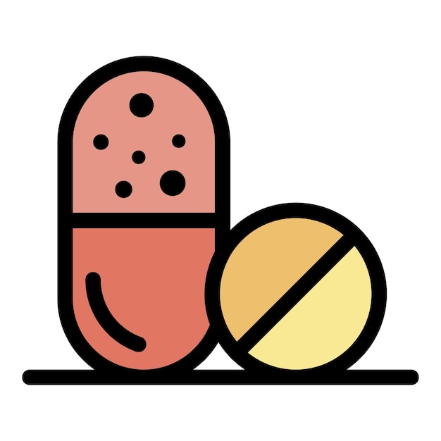 Вектор Капсула и классическая иконка таблетки контур капсулы и классическая иконка вектора таблетки, плоский изолированный цвет