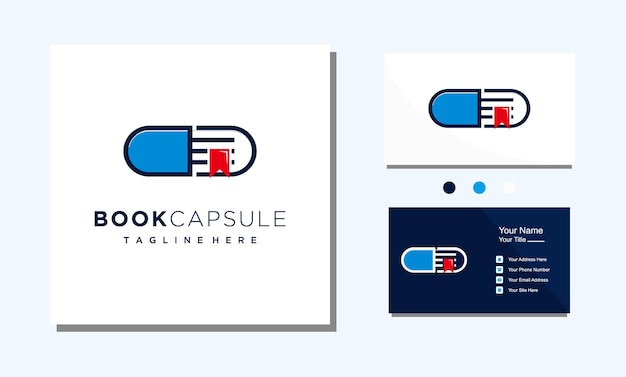 Capsule boek vector logo sjabloonontwerp medisch en onderwijs gezond symbool