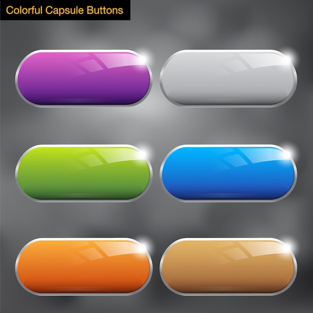 Vettore capsule pulsanti colorati