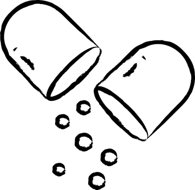 Vettore illustrazione vettoriale disegnata a mano della capsula