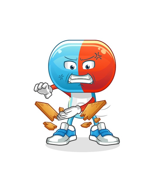 Capsule head cartoon karate mascot. cartoon vector