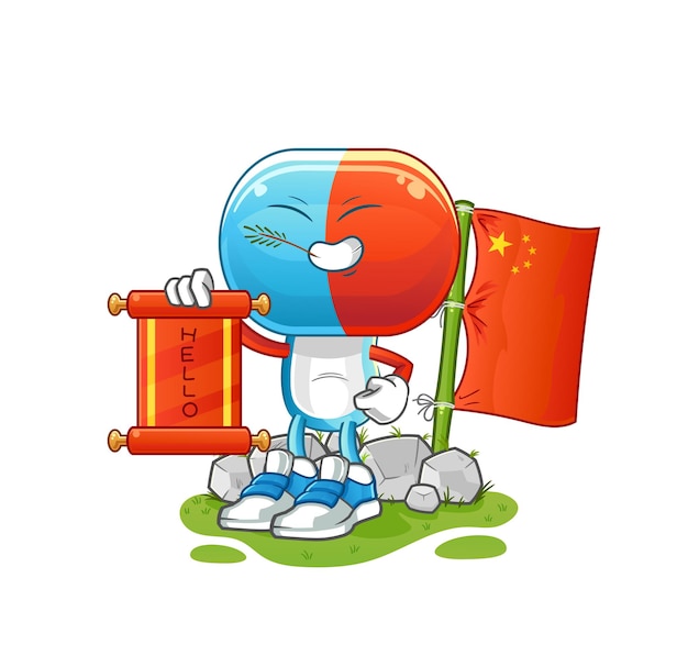 Capsule hoofd cartoon chinese cartoon mascotte vector