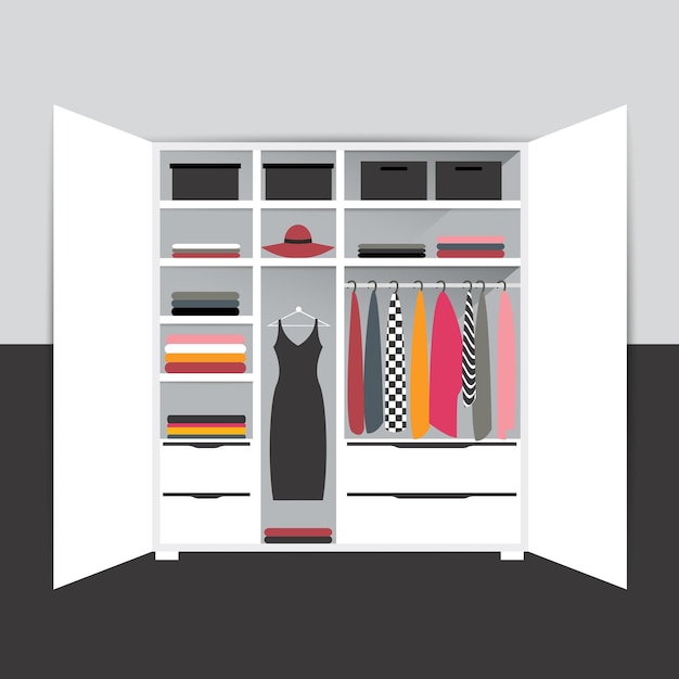 Capsule minimalistic wardrobe Vector cartoon illustration