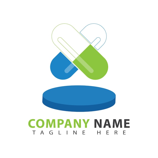 Vector capsule pill logo design template medical healthcare symbol health logo vector logo for pharmacy