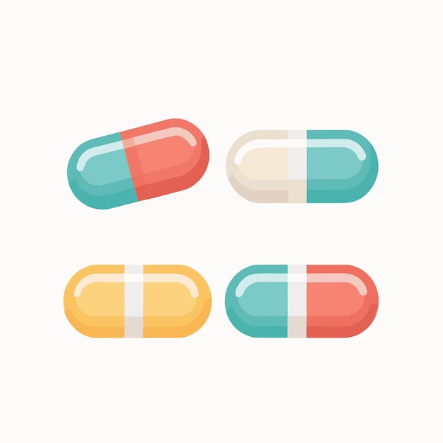 Vector capsule pills clipart illustration icon design medical concept