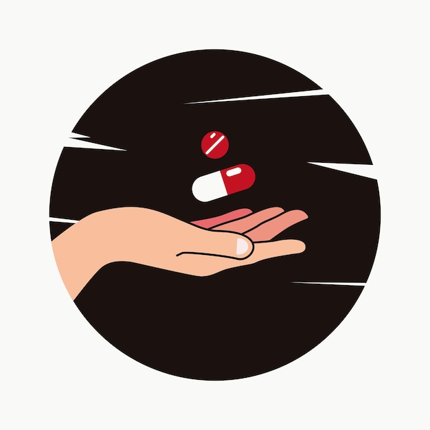 Capsule and tablet in hand icon vector illustration Healthcare and medical concept