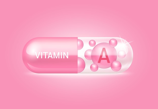 Capsule vitamine A structuur roze en wit Het is transparant en de pil zit aan de binnenkant. Schoonheidsconcept.