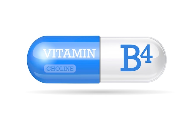 Capsule vitamine b4 thiamine structuur blauw wit 3d vitaminecomplex