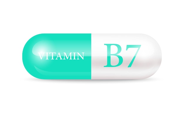 Capsule vitamine b7 thiamine structuur groen wit drug bedrijfsconcept persoonlijke verzorging schoonheid.