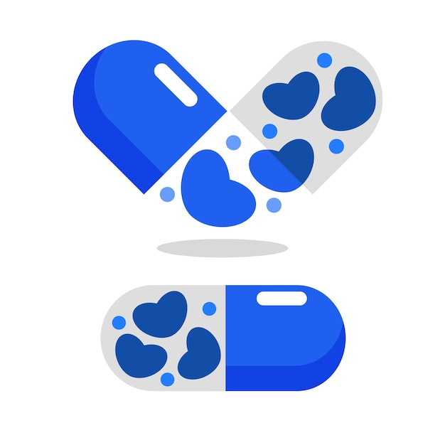 Vector capsulepil met hartenpictogram