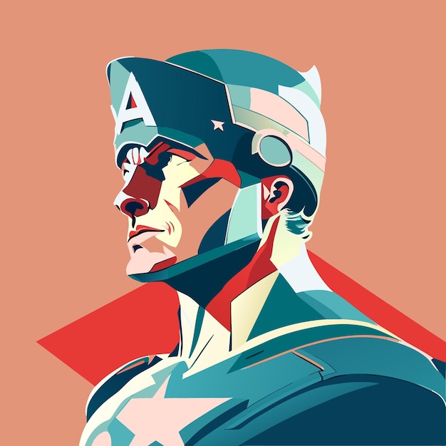 captain america vector illustration flat