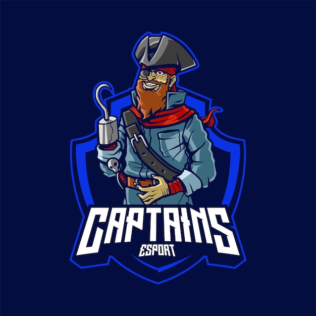 Captain pirate mascotte logo illustrazione