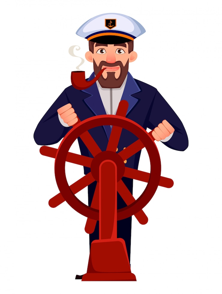 Vector captain of the ship in professional uniform