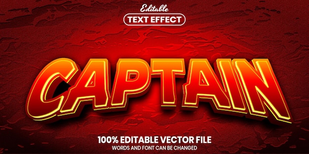 Captain text, font style editable text effect