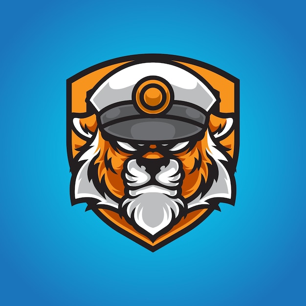Logo mascotte testa di tigre del capitano