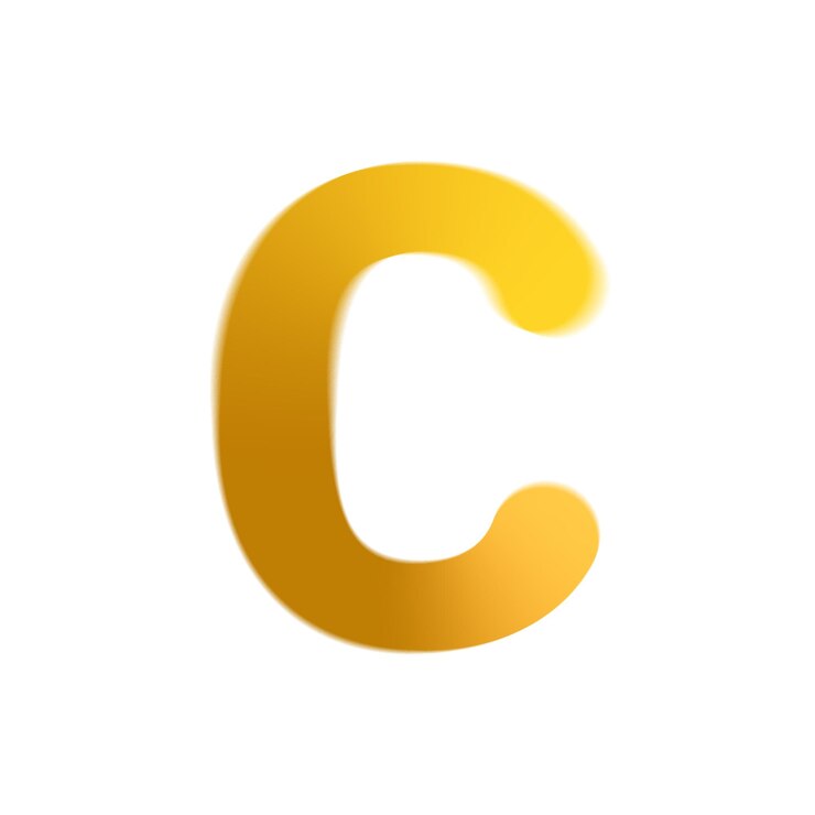 Vector captivating charm alphabet c gleams in gradient gold