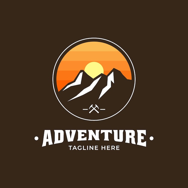 Captivating circular emblem with breathtaking mountain and sky vistas perfect for adventure brands