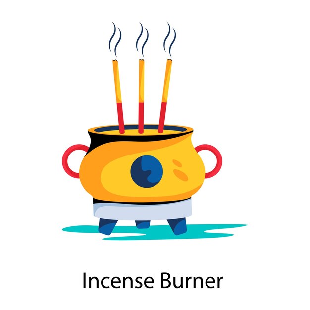 A captivating flat icon of incense burner