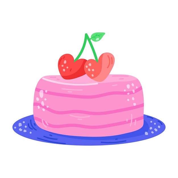 Vector a captivating flat sticker of cherry cake