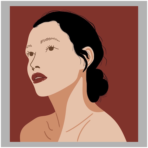 Vector captivating flat woman portrait illustration