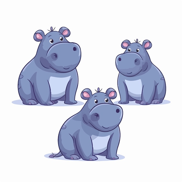 Vector captivating hippo illustrations a great addition to wildlifethemed artwork