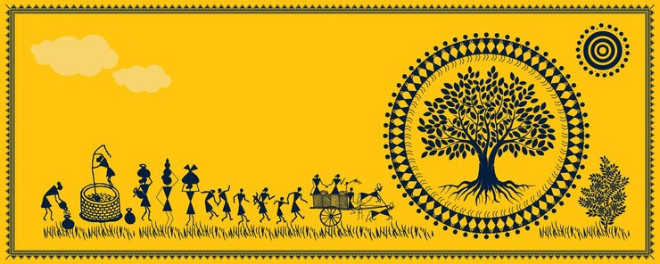 वेक्टर captivating warli art embracing the beauty of indian life illustration vector drawing