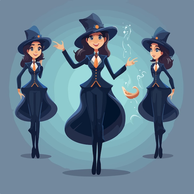 A captivating woman magician in flat design art AI Generation