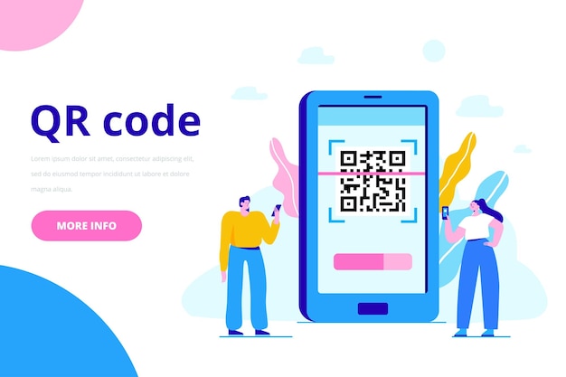 Захват кода qr на мобильном телефоне Рука держит телефон с кодом Qr Плоская векторная иллюстрация