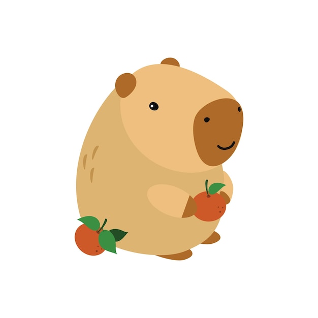 Capybara cute on a white background vector illustration Cutie funny capybara cartoon portrait