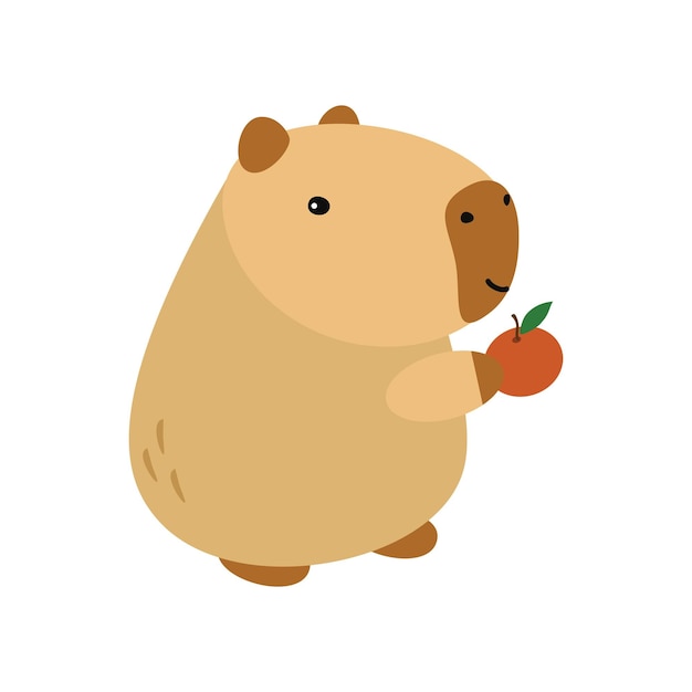 Capybara carino su uno sfondo bianco illustrazione vettoriale cutie divertente ritratto di cartone animato di capybara