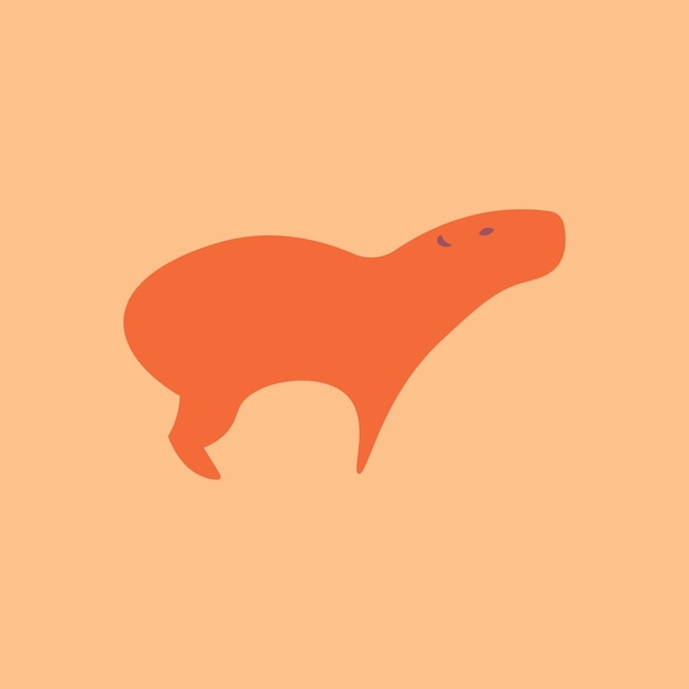 Vettore design del logo capibara con colore arancione