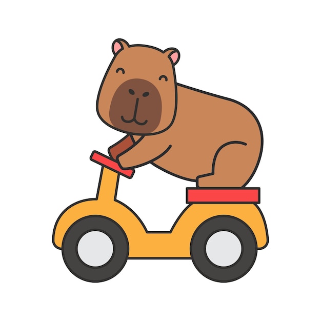 capybara op een scooter Vector illustratie in platte stijl