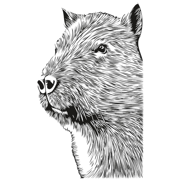 Capibara schizzo disegno a mano di capibara di illustrazione vettoriale di stile di incisione vintage della fauna selvatica