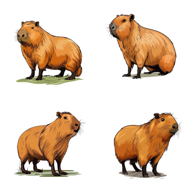 Capybara vector illustratie geïsoleerd op witte achtergrond