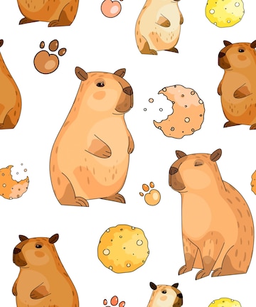 Set of stickers, badge with cute cartoon capybaras. Yellow background.  Vector illustration. 20248901 Vector Art at Vecteezy