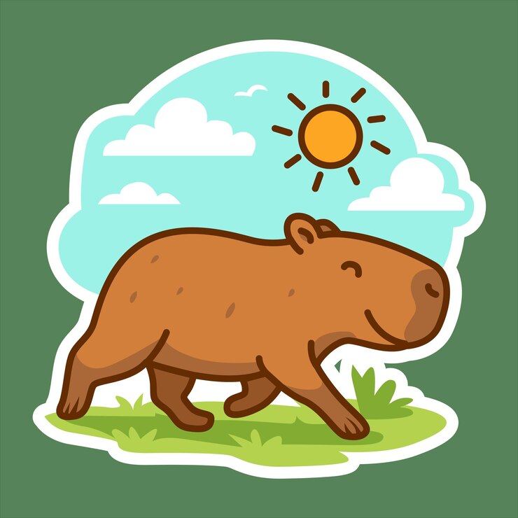 capybara walking joyfully under the warm sunshine