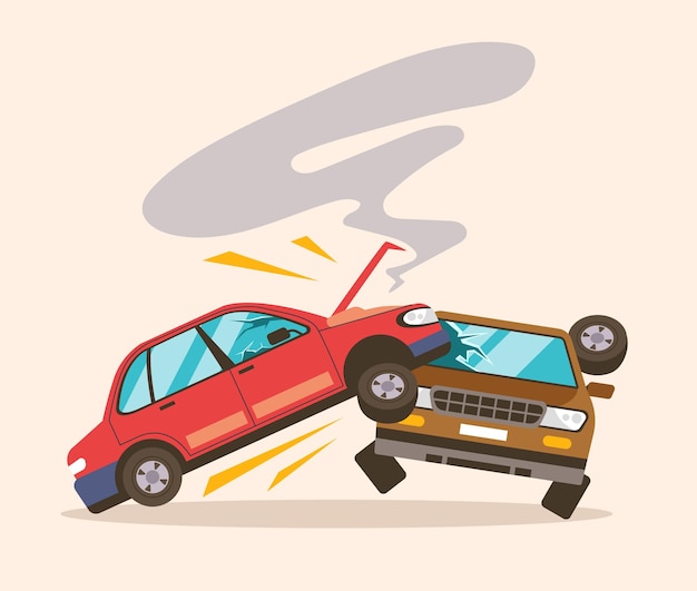 Car accident crash road insurance auto damage abstract concept graphic design illustration