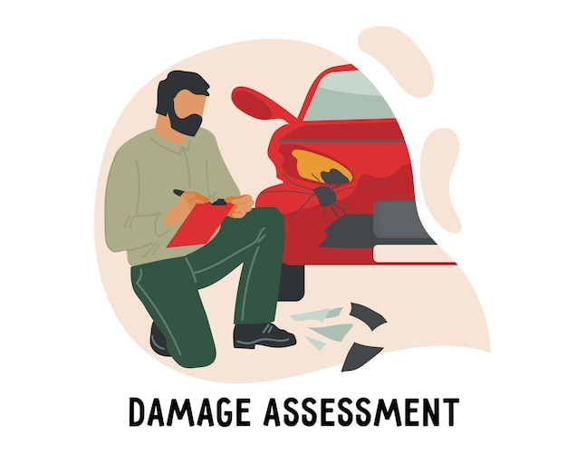 Car accident damage assessment concept accident damage checkup for insurance