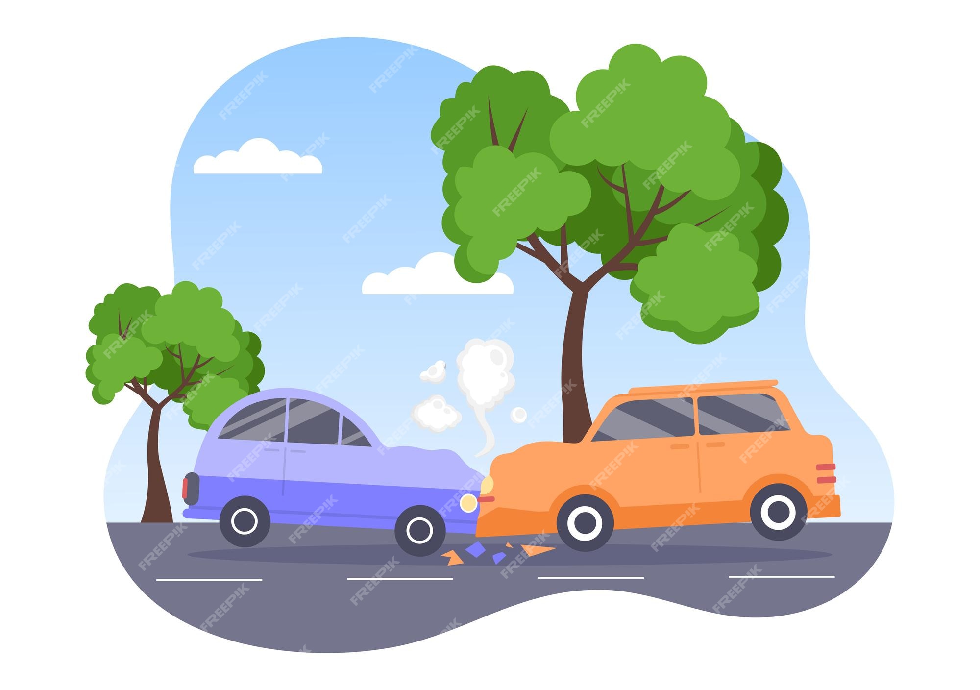 Car crash. Accident in the back of the cars Top view. Flat style Stock  Vector