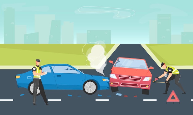 Vettore illustrazione di incidente d'auto