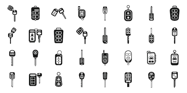 Car alarm system icons set simple vector Car key