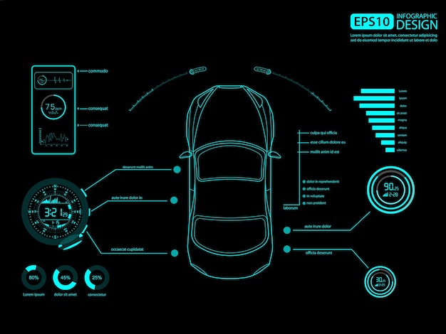 Vector car auto service infographics design