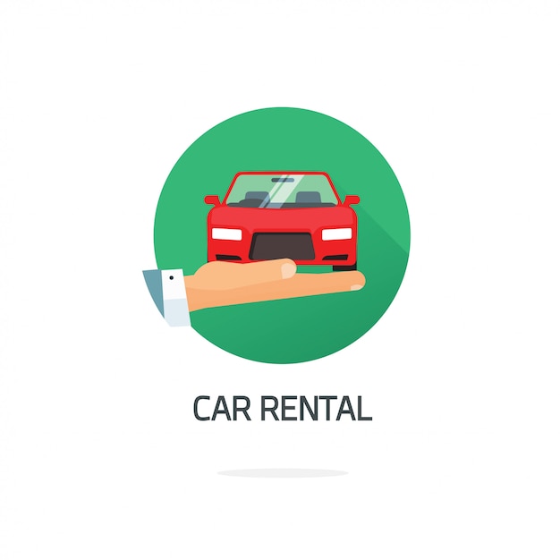 Car or automobile rental symbol in flat cartoon style