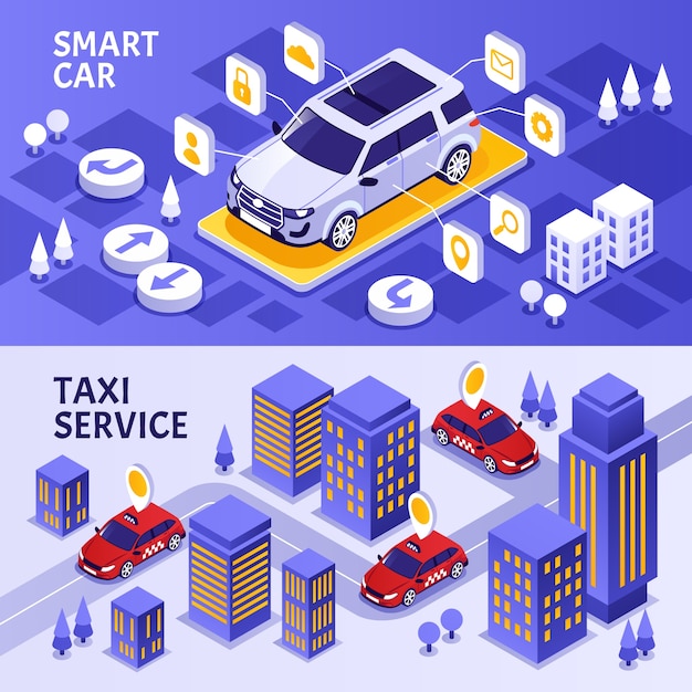 car banner in isometric view