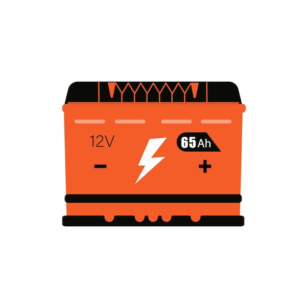 Vector car battery flat vector icon isolated on white background auto accumulator battery energy power