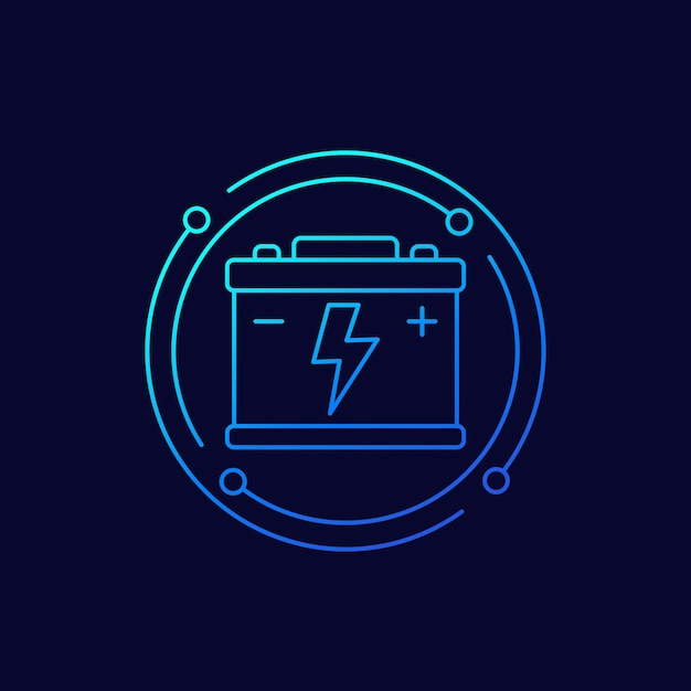 Car battery line icon vector