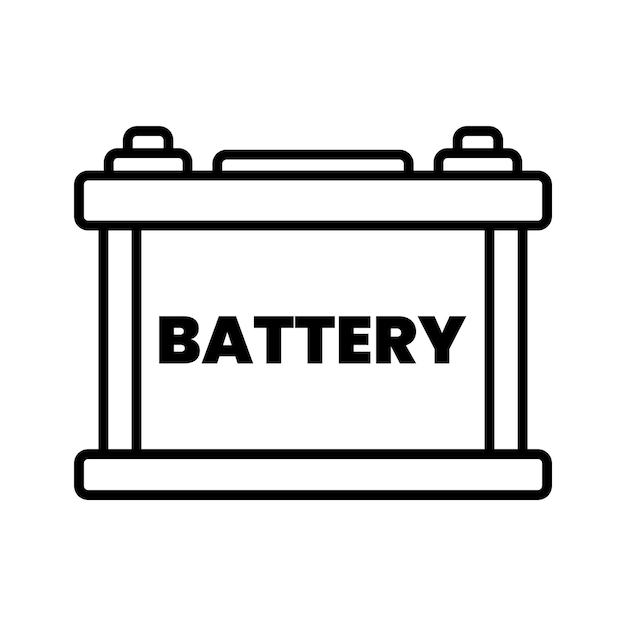 Vector car battery outline illustration on white background doodle