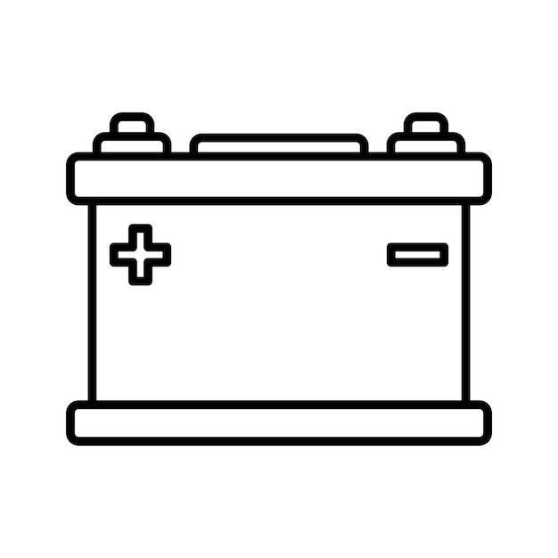 Иллюстрация контура автомобильного аккумулятора на белом фоне каракули